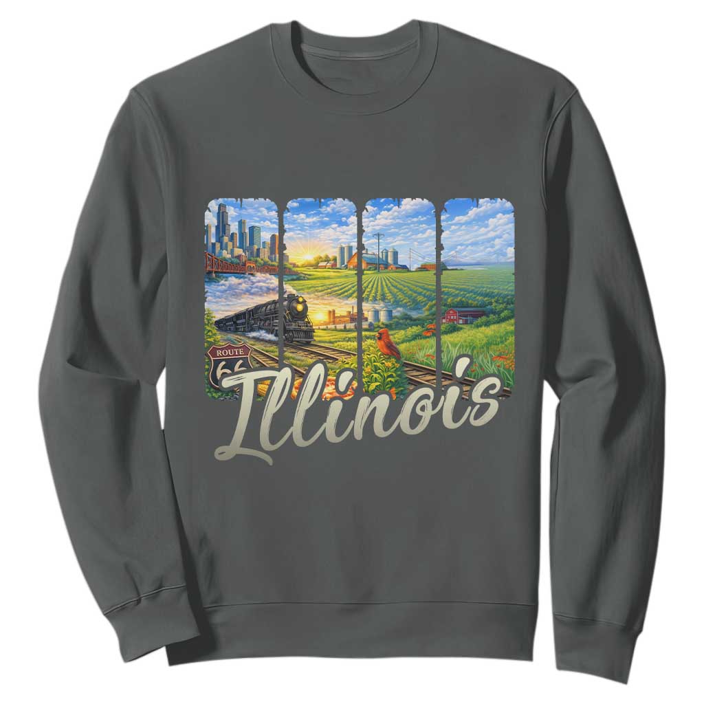 Vintage Illinois State Route Highway 66 Sweatshirt Southwest Souvenir TS12 Dark Heather Print Your Wear