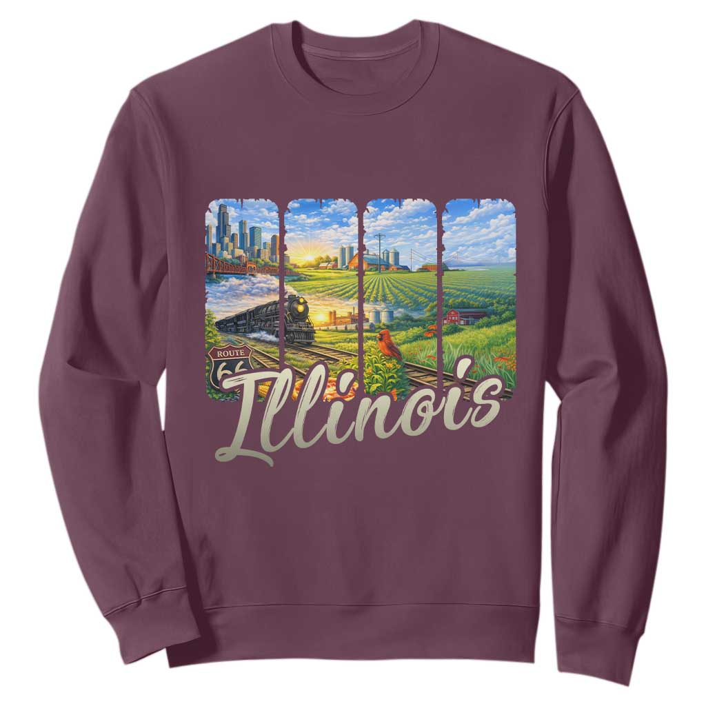 Vintage Illinois State Route Highway 66 Sweatshirt Southwest Souvenir TS12 Maroon Print Your Wear