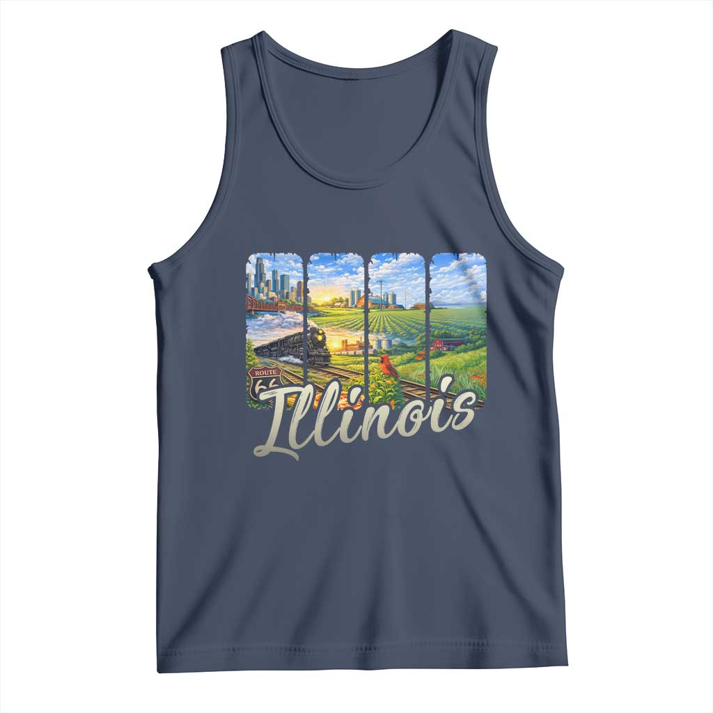 Vintage Illinois State Route Highway 66 Tank Top Southwest Souvenir TS12 Navy Print Your Wear