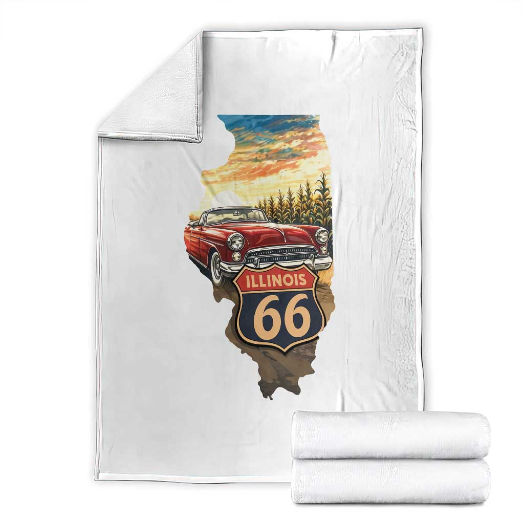 Route Highway 66 Illinois State Pride Throw Blanket Mother Road Travel Gift TS12 White Print Your Wear