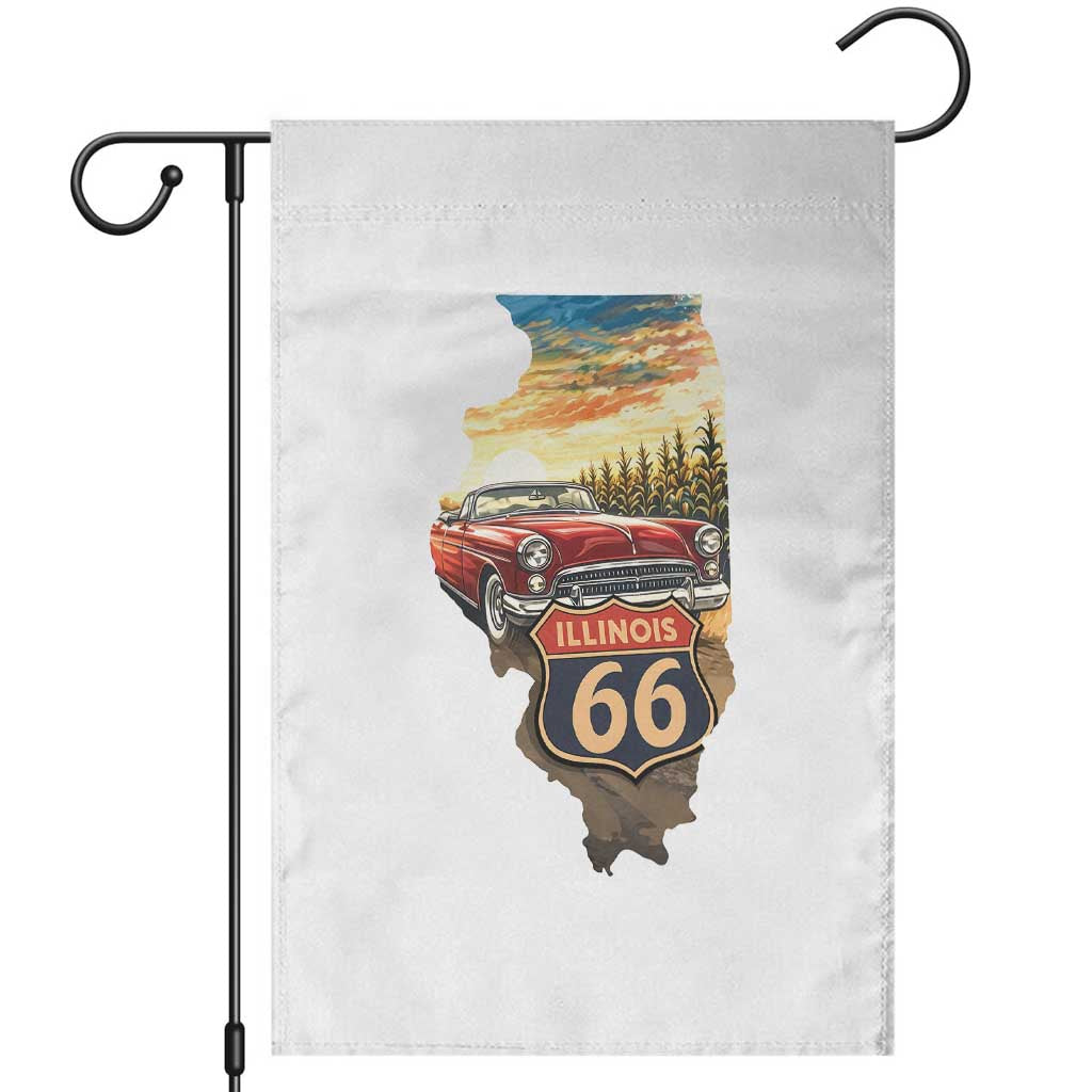 Route Highway 66 Illinois State Pride Garden Flag Mother Road Travel Gift TS12 White Print Your Wear