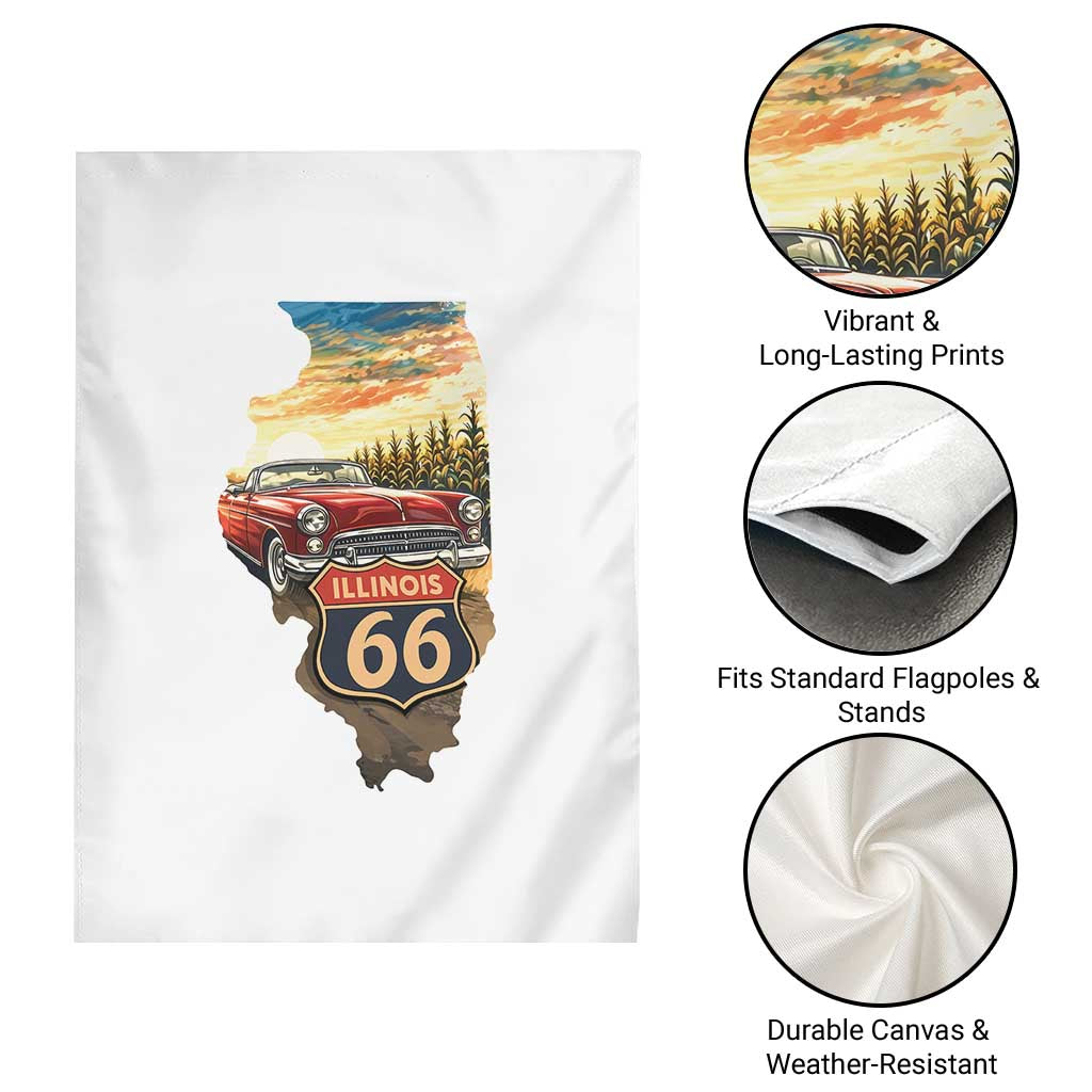 Route Highway 66 Illinois State Pride Garden Flag Mother Road Travel Gift TS12 Print Your Wear