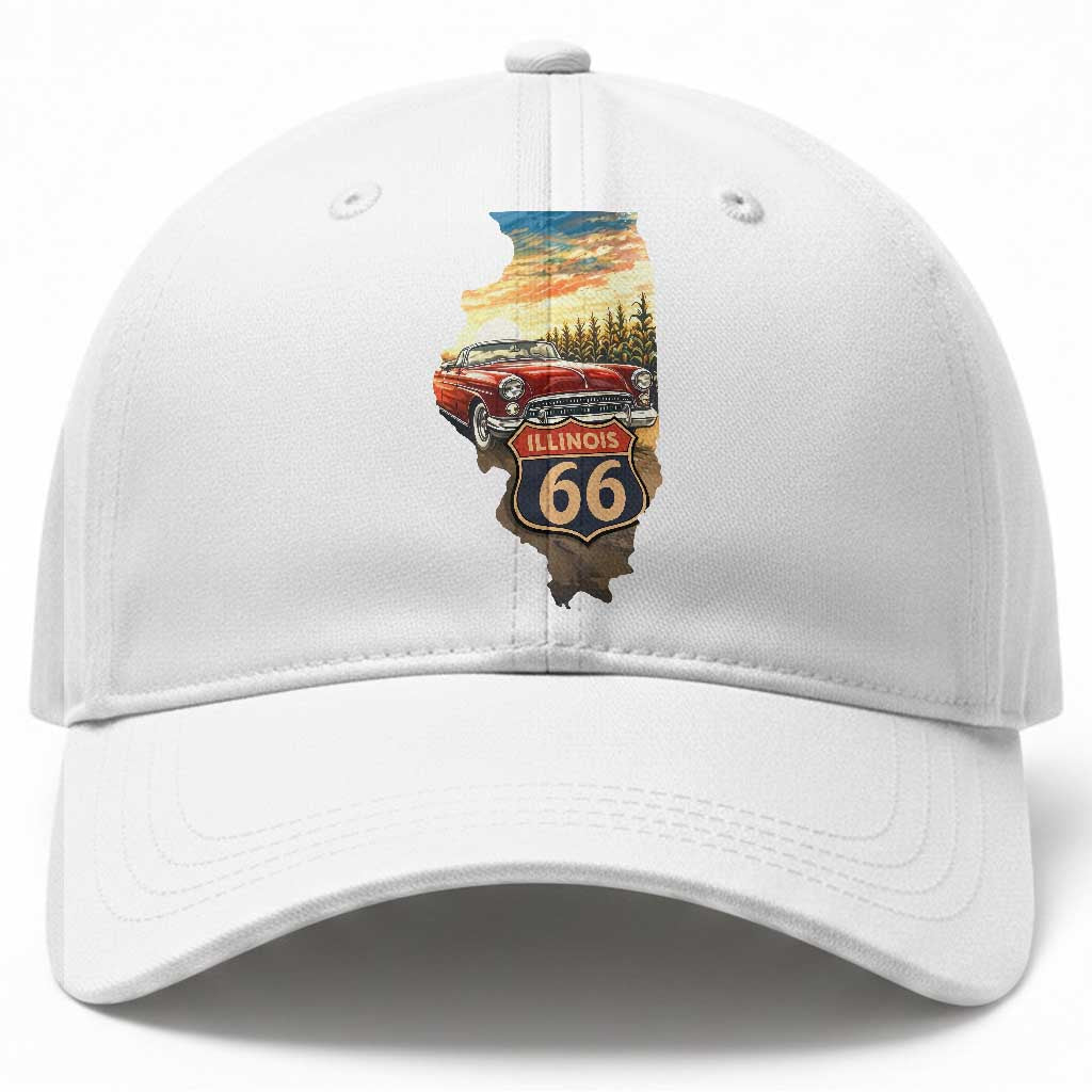 Route Highway 66 Illinois State Pride Baseball Cap Mother Road Travel Gift TS12 Print Your Wear