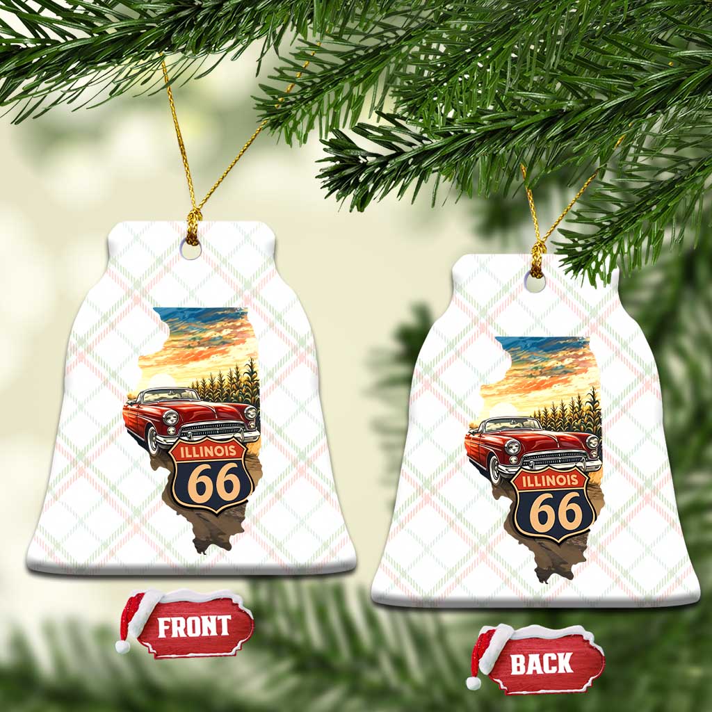 Route Highway 66 Illinois State Pride Ceramic Ornament Mother Road Travel Gift TS12 Print Your Wear