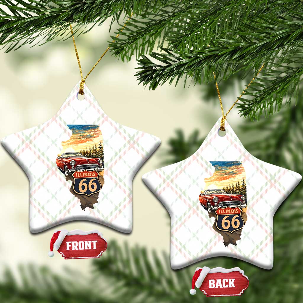 Route Highway 66 Illinois State Pride Ceramic Ornament Mother Road Travel Gift TS12 Print Your Wear