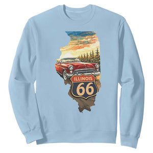 Route Highway 66 Illinois State Pride Sweatshirt Mother Road Travel Gift TS12 Light Blue Print Your Wear