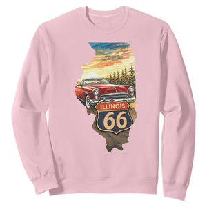 Route Highway 66 Illinois State Pride Sweatshirt Mother Road Travel Gift TS12 Light Pink Print Your Wear