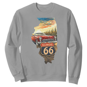 Route Highway 66 Illinois State Pride Sweatshirt Mother Road Travel Gift TS12 Sport Gray Print Your Wear