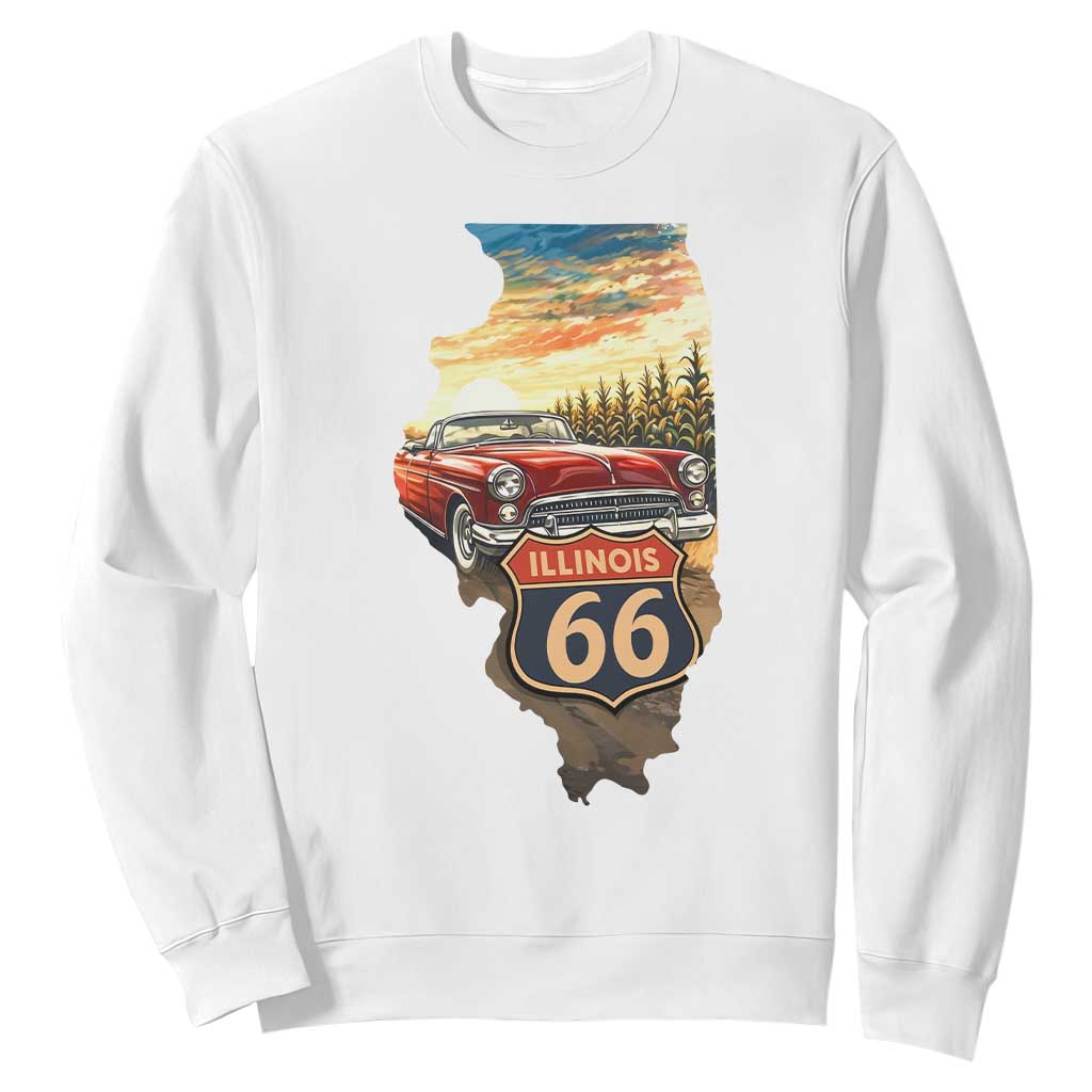 Route Highway 66 Illinois State Pride Sweatshirt Mother Road Travel Gift TS12 White Print Your Wear