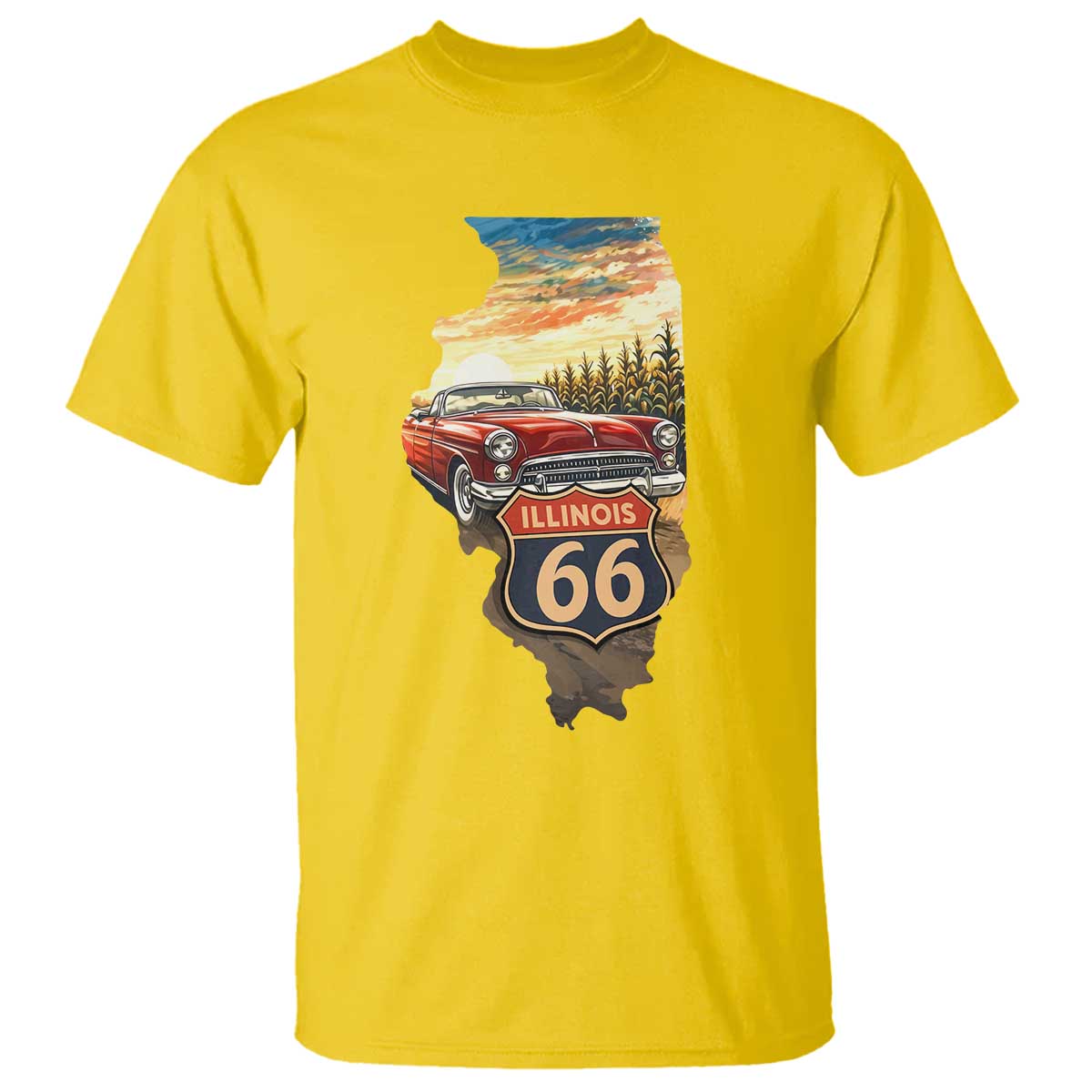 Route Highway 66 Illinois State Pride T Shirt Mother Road Travel Gift TS12 Daisy Print Your Wear