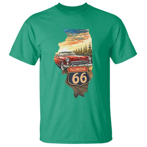 Route Highway 66 Illinois State Pride T Shirt Mother Road Travel Gift TS12 Irish Green Print Your Wear