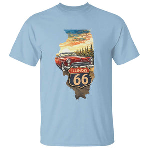 Route Highway 66 Illinois State Pride T Shirt Mother Road Travel Gift TS12 Light Blue Print Your Wear