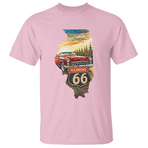 Route Highway 66 Illinois State Pride T Shirt Mother Road Travel Gift TS12 Light Pink Print Your Wear