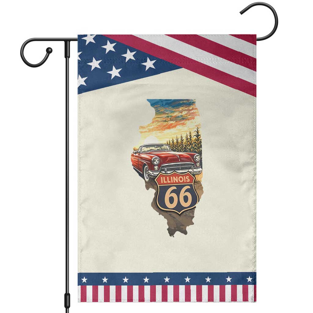 Route Highway 66 Illinois State Pride Garden Flag Mother Road Travel Gift TS12 Modern Beige Blue Print Your Wear