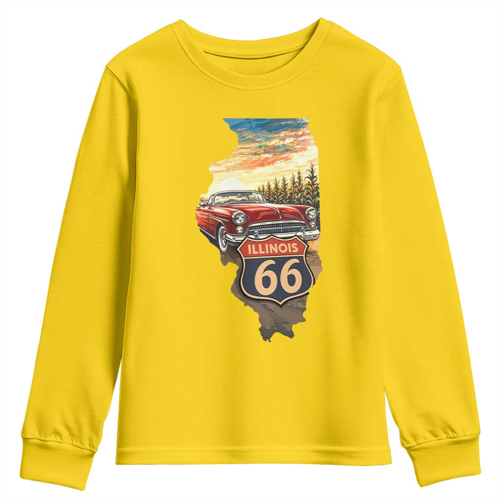 Route Highway 66 Illinois State Pride Youth Sweatshirt Mother Road Travel Gift TS12 Daisy Print Your Wear