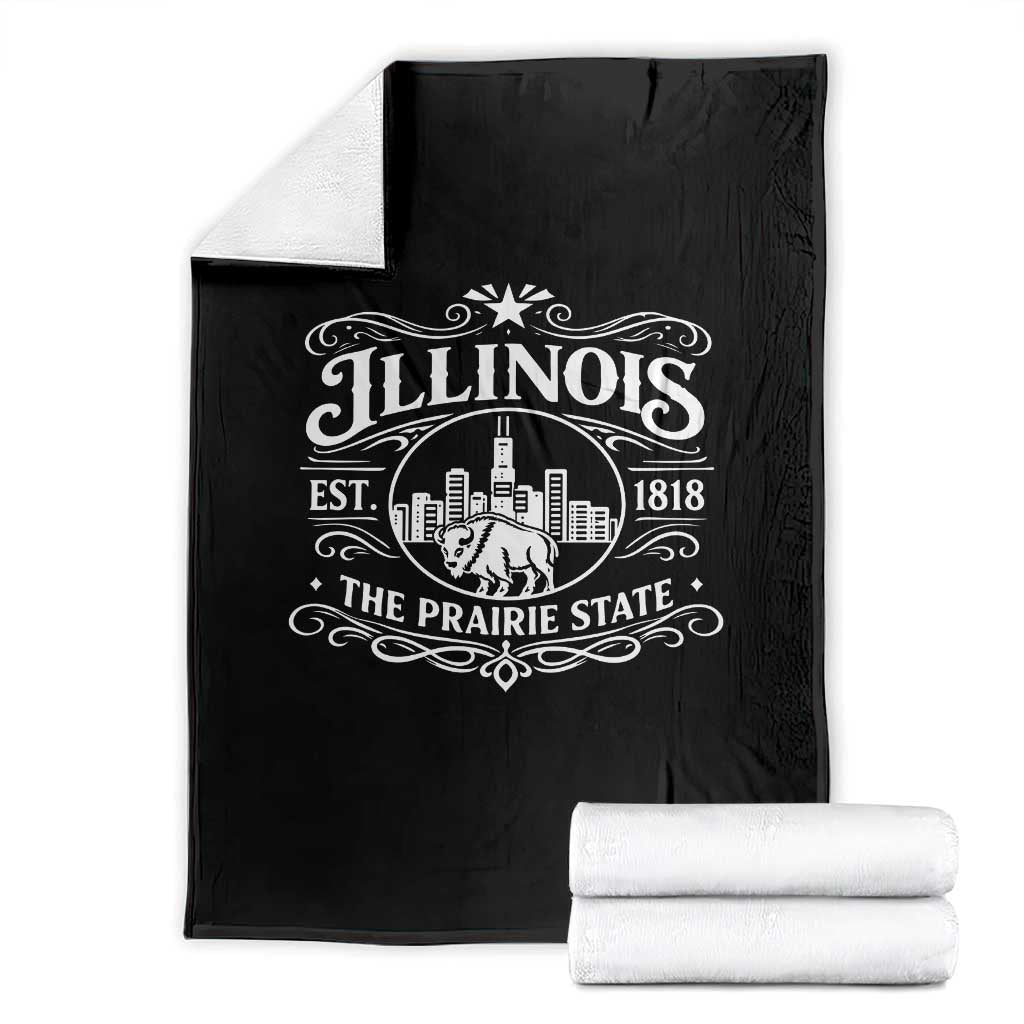 The Prairie State Illinois Souvenir Throw Blanket Historic Midwest Gift TS12 Black Print Your Wear