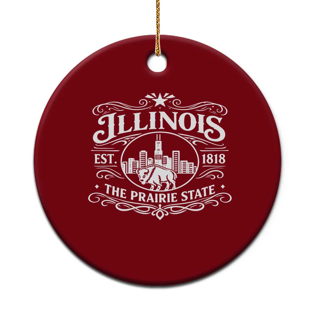 The Prairie State Illinois Souvenir Ceramic Ornament Historic Midwest Gift TS12 1pc Red Print Your Wear
