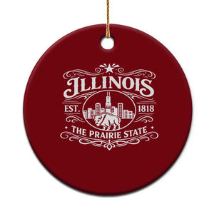 The Prairie State Illinois Souvenir Ceramic Ornament Historic Midwest Gift TS12 1pc Red Print Your Wear