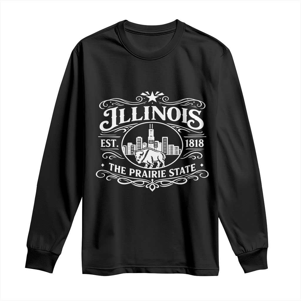 The Prairie State Illinois Souvenir Long Sleeve Shirt Historic Midwest Gift TS12 Black Print Your Wear