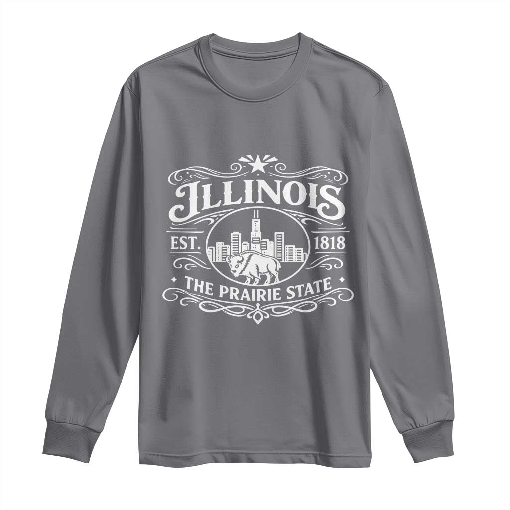 The Prairie State Illinois Souvenir Long Sleeve Shirt Historic Midwest Gift TS12 Charcoal Print Your Wear
