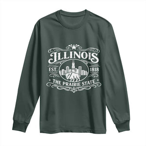 The Prairie State Illinois Souvenir Long Sleeve Shirt Historic Midwest Gift TS12 Dark Forest Green Print Your Wear