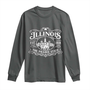 The Prairie State Illinois Souvenir Long Sleeve Shirt Historic Midwest Gift TS12 Dark Heather Print Your Wear