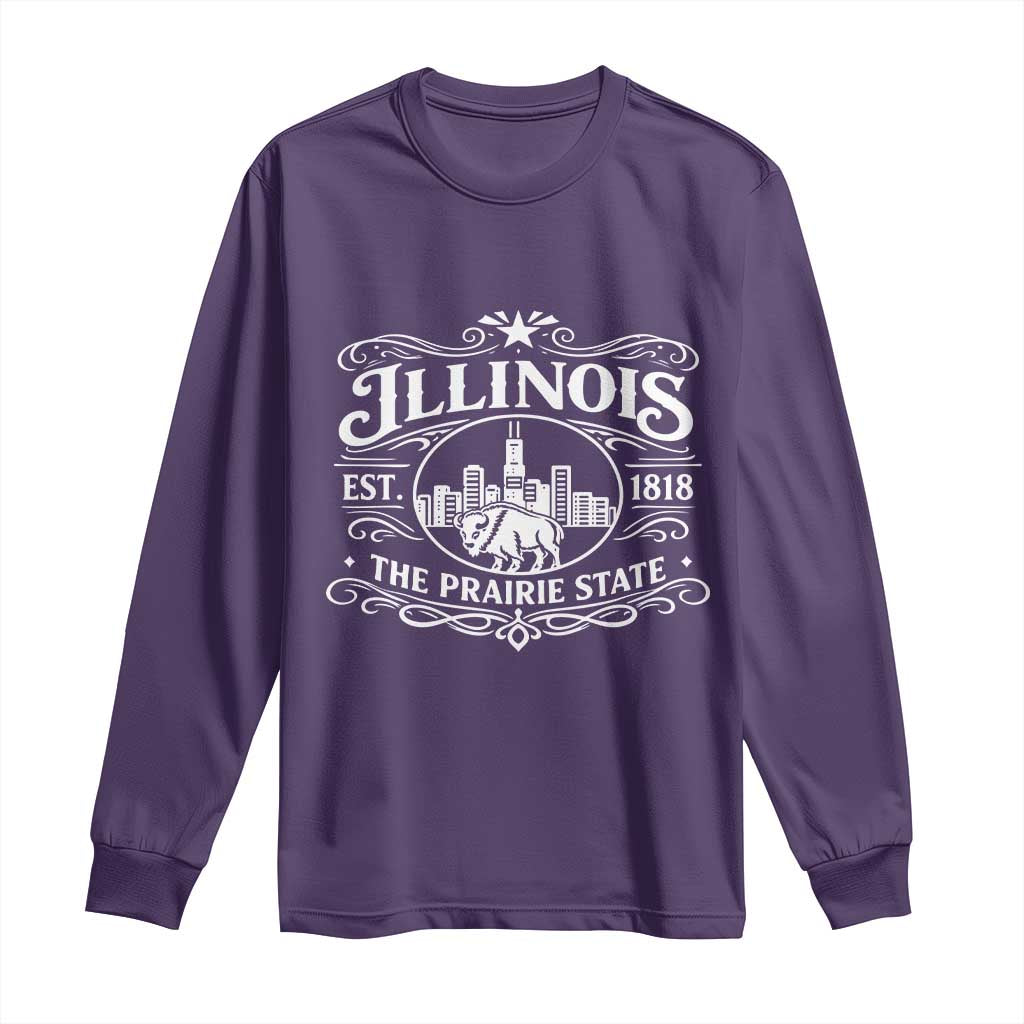 The Prairie State Illinois Souvenir Long Sleeve Shirt Historic Midwest Gift TS12 Purple Print Your Wear