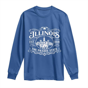 The Prairie State Illinois Souvenir Long Sleeve Shirt Historic Midwest Gift TS12 Royal Blue Print Your Wear