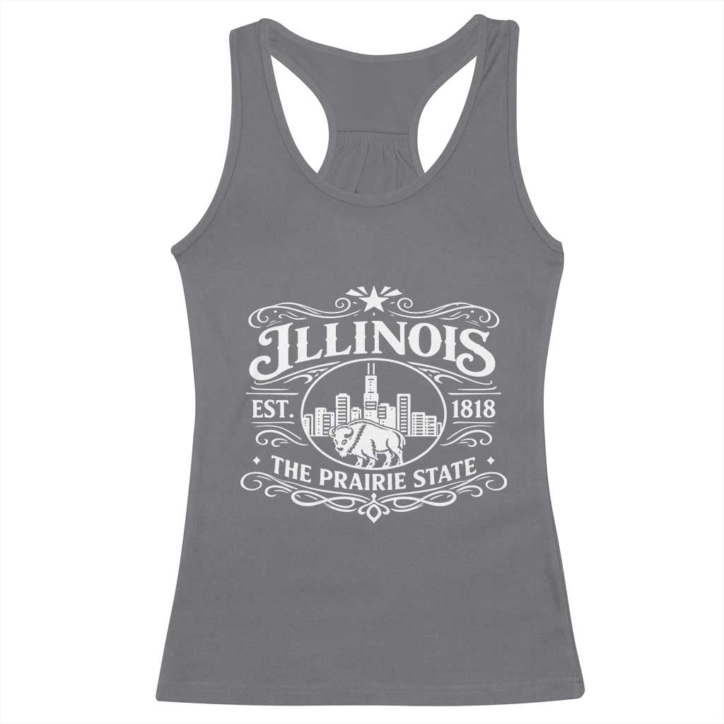 The Prairie State Illinois Souvenir Racerback Tank Top Historic Midwest Gift TS12 Charcoal Print Your Wear
