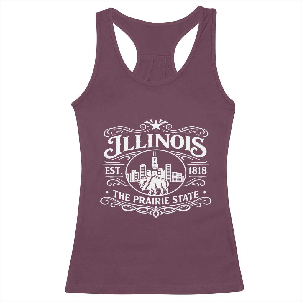 The Prairie State Illinois Souvenir Racerback Tank Top Historic Midwest Gift TS12 Maroon Print Your Wear