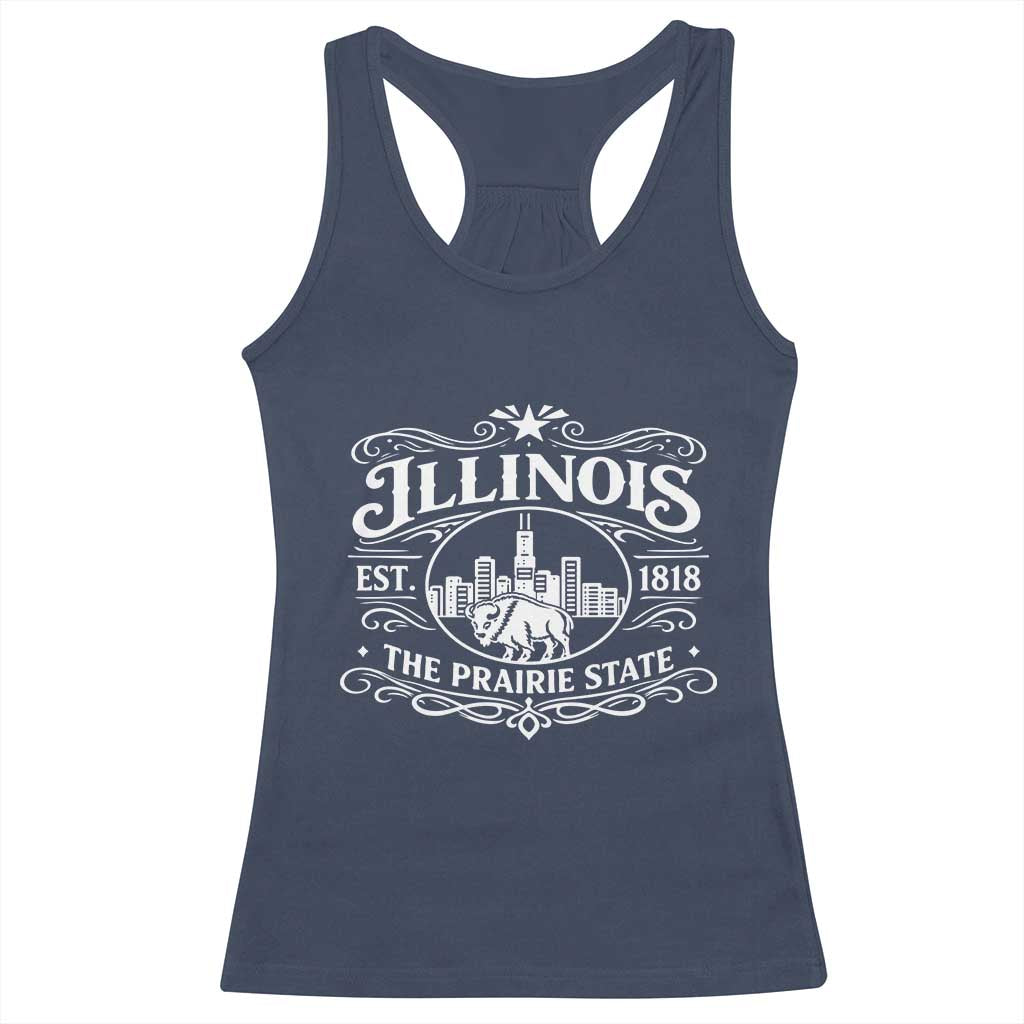 The Prairie State Illinois Souvenir Racerback Tank Top Historic Midwest Gift TS12 Navy Print Your Wear