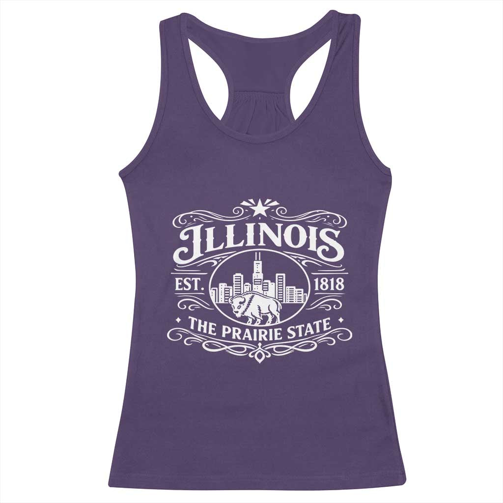 The Prairie State Illinois Souvenir Racerback Tank Top Historic Midwest Gift TS12 Purple Print Your Wear