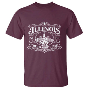 The Prairie State Illinois Souvenir T Shirt Historic Midwest Gift TS12 Maroon Print Your Wear
