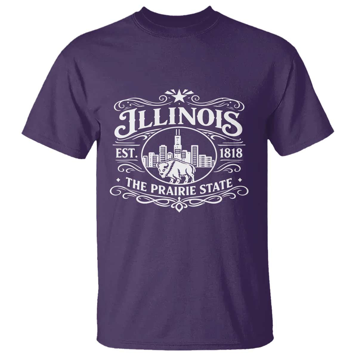 The Prairie State Illinois Souvenir T Shirt Historic Midwest Gift TS12 Purple Print Your Wear
