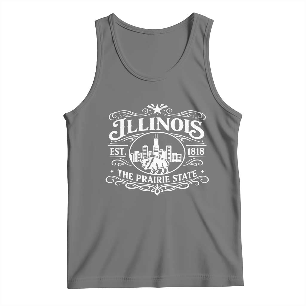 The Prairie State Illinois Souvenir Tank Top Historic Midwest Gift TS12 Black Heather Print Your Wear