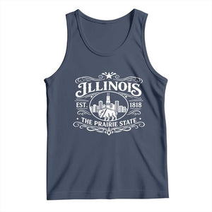 The Prairie State Illinois Souvenir Tank Top Historic Midwest Gift TS12 Navy Print Your Wear