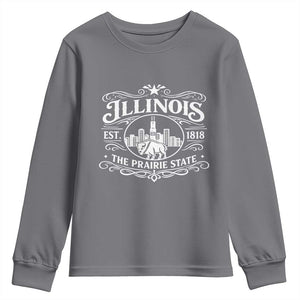 The Prairie State Illinois Souvenir Youth Sweatshirt Historic Midwest Gift TS12 Charcoal Print Your Wear