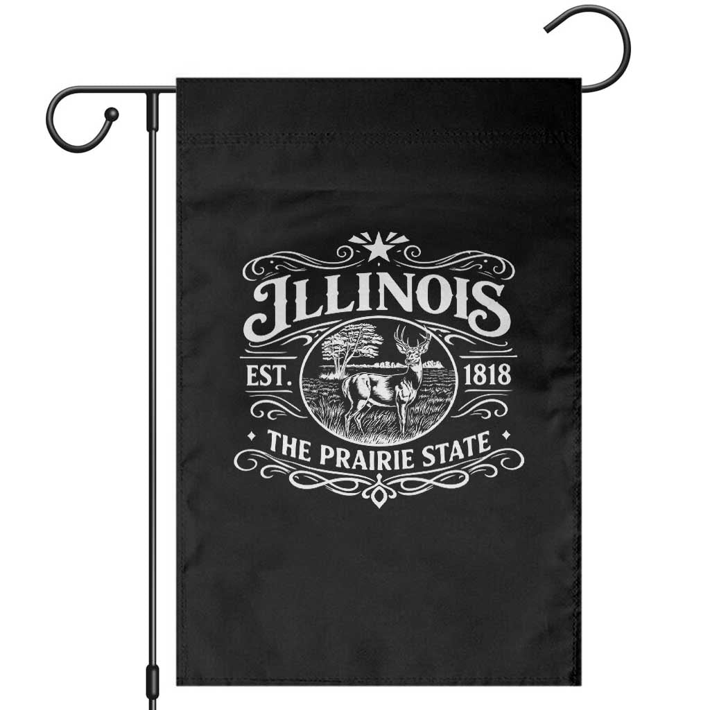 Illinois State Pride Garden Flag The Prairie State Souvenir Gift TS12 Black Print Your Wear