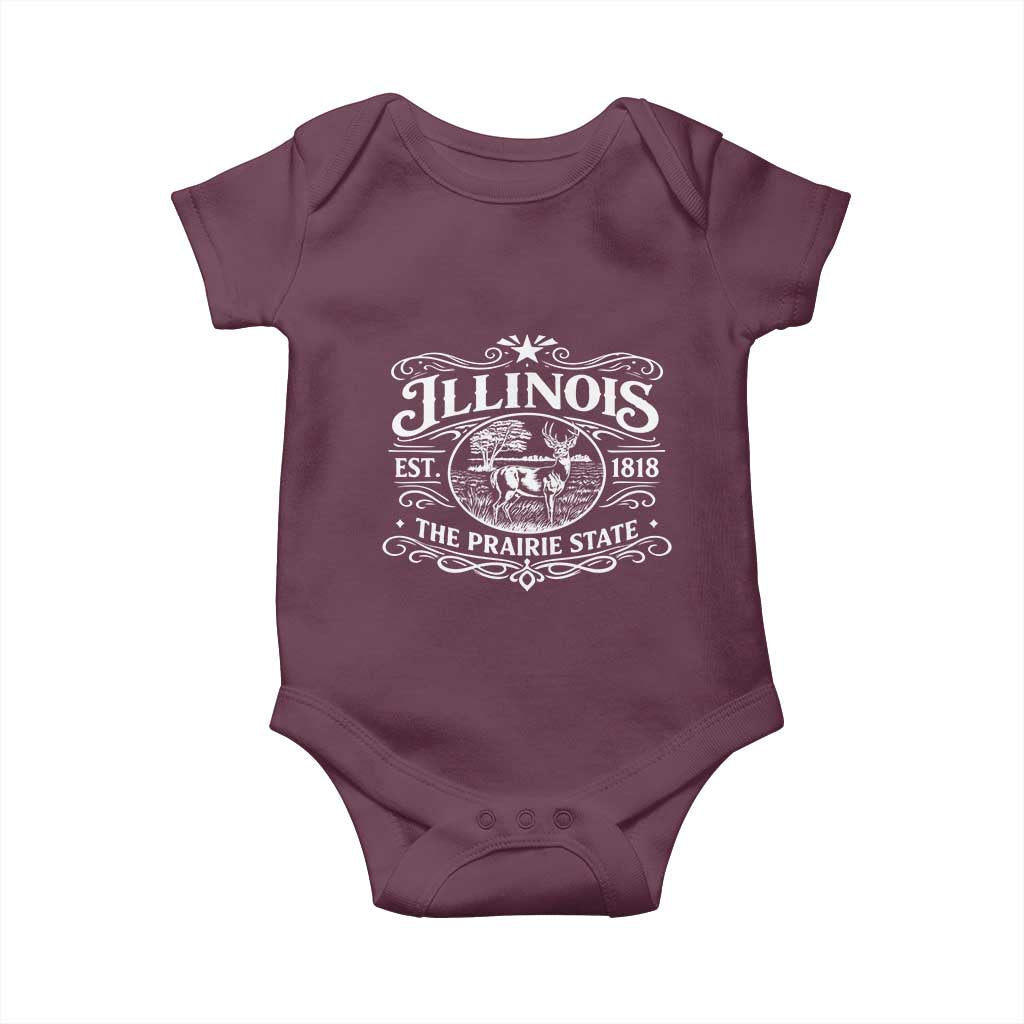 Illinois State Pride Baby Onesie The Prairie State Souvenir Gift TS12 Maroon Print Your Wear