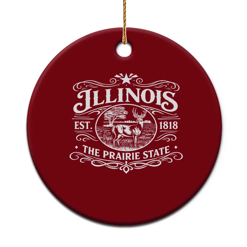 Illinois State Pride Ceramic Ornament The Prairie State Souvenir Gift TS12 1pc Red Print Your Wear