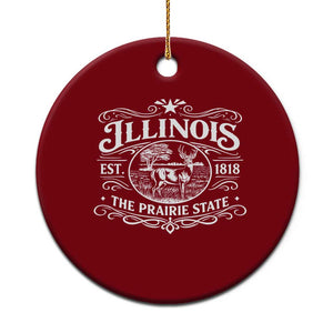 Illinois State Pride Ceramic Ornament The Prairie State Souvenir Gift TS12 1pc Red Print Your Wear