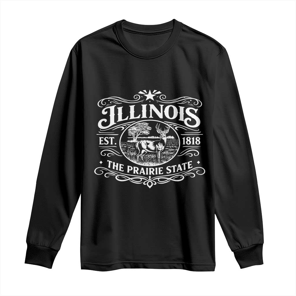 Illinois State Pride Long Sleeve Shirt The Prairie State Souvenir Gift TS12 Black Print Your Wear