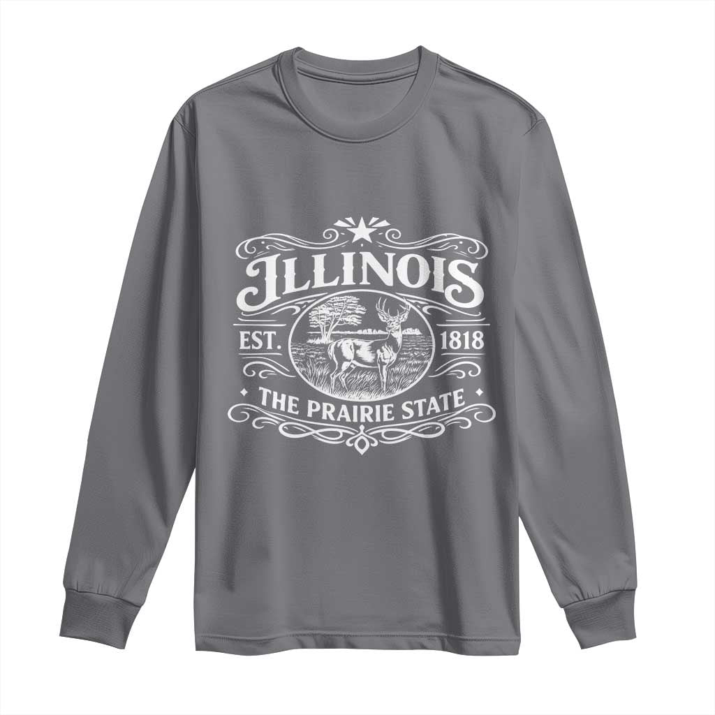 Illinois State Pride Long Sleeve Shirt The Prairie State Souvenir Gift TS12 Charcoal Print Your Wear