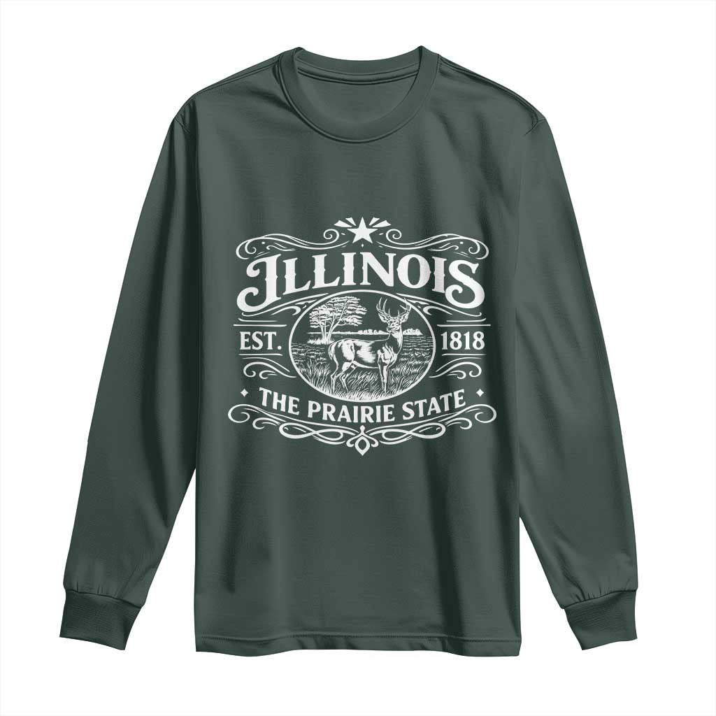 Illinois State Pride Long Sleeve Shirt The Prairie State Souvenir Gift TS12 Dark Forest Green Print Your Wear