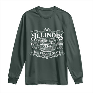 Illinois State Pride Long Sleeve Shirt The Prairie State Souvenir Gift TS12 Dark Forest Green Print Your Wear