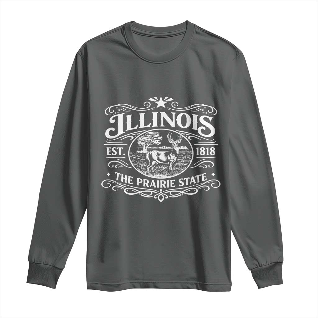 Illinois State Pride Long Sleeve Shirt The Prairie State Souvenir Gift TS12 Dark Heather Print Your Wear