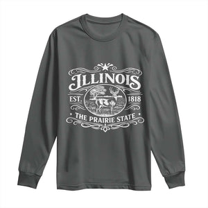 Illinois State Pride Long Sleeve Shirt The Prairie State Souvenir Gift TS12 Dark Heather Print Your Wear