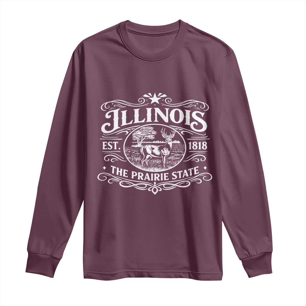 Illinois State Pride Long Sleeve Shirt The Prairie State Souvenir Gift TS12 Maroon Print Your Wear