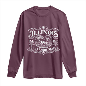 Illinois State Pride Long Sleeve Shirt The Prairie State Souvenir Gift TS12 Maroon Print Your Wear