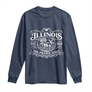 Illinois State Pride Long Sleeve Shirt The Prairie State Souvenir Gift TS12 Navy Print Your Wear